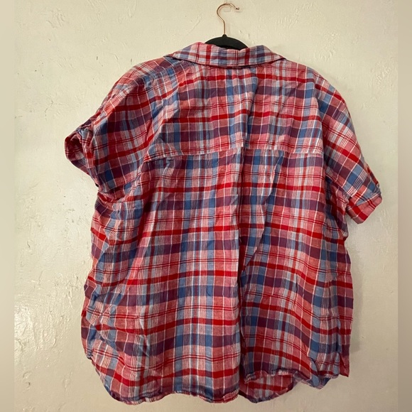 Chaps madras button up short sleeve shirt size Large - Picture 2 of 3
